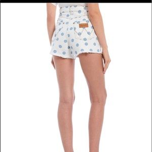 Wrangler by Billabong 5 pocket cut off polka dot shorts